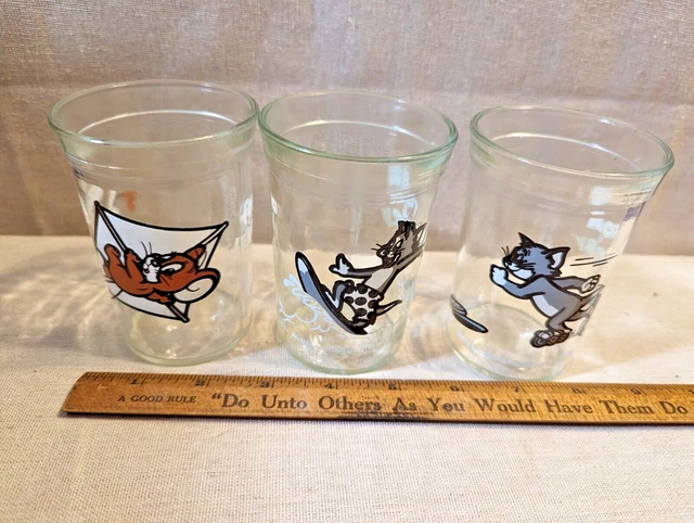 3 Vintage Welch's Tom and Jerry Jelly Jars Juice Glass glasses 1990