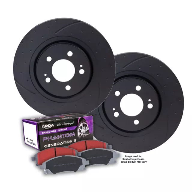 DIMPLED SLOT FRONT DISC BRAKE ROTORS + PADS for Commodore VT VU VX VY VZ V6 V8 S