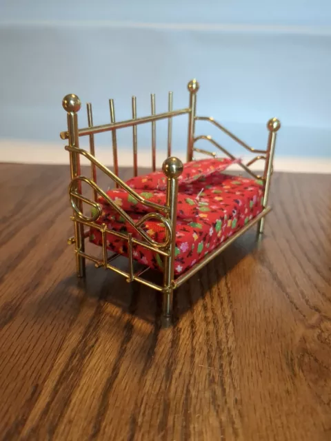 VTG W/Box! LIDO Dollhouse Miniatures Furniture Brass Daybed JUSTEN 1984 Floral