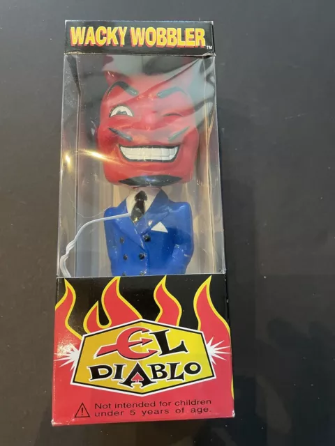 Vintage Funko Wacky Wobbler El Diablo Bobblehead Devil Figure Blue Suit