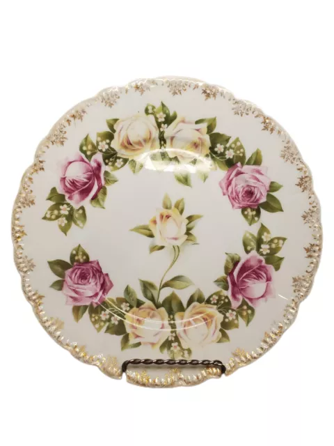 Vtg Rosenthal R.C. Malmaison Bavaria Hand Painted Cabbage Roses Plate 8 1/2”