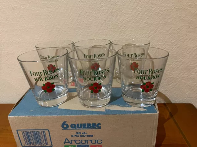 6 Verres A Whisky Quebec Four Rose Bourbon- Avec Boite-