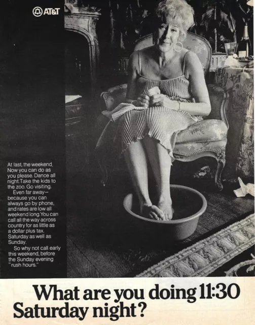 AT&T Bell Telephone Co `What are you doing 11:30 Saturday Night`  1969 Print Ad