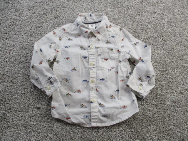 Boy's Toddler Carters Fishing Long Sleeve Button Up Shirt Size 18 months