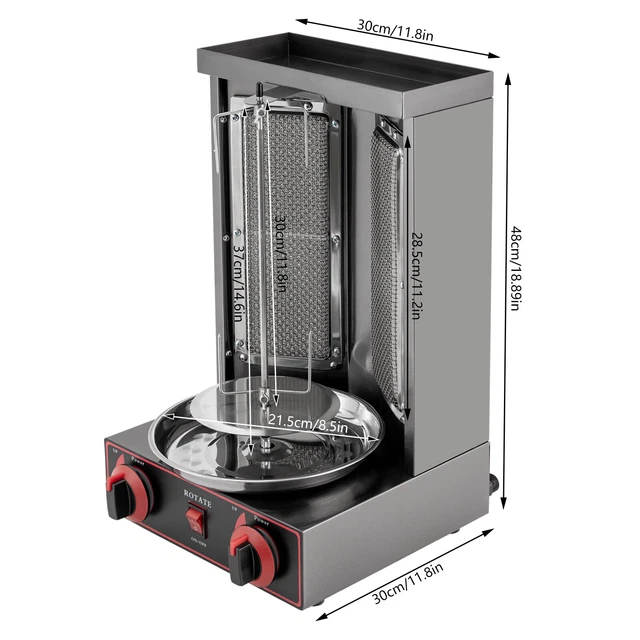 Grill Elettrico Per Döner/Kebab Casalingo – 1000 W, 6 Forchette, Acciaio Inossidabile, Per Famiglia O Piccoli Locali