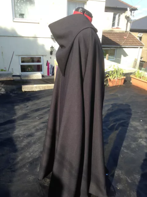 hooded cloak black  With Gold lined hood more (c delux 39) wizard witch ok