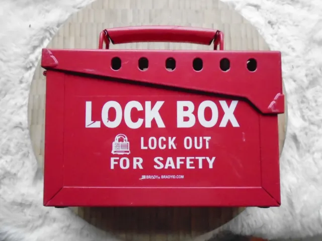 Brady Lock Box for 13 Padlocks- Lockout Tagout Safety 6' x9' x 3.5" Red NICE