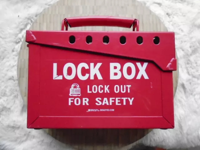 Brady Lock Box for 13 Padlocks- Lockout Tagout Safety 6' x9' x 3.5" Red NICE