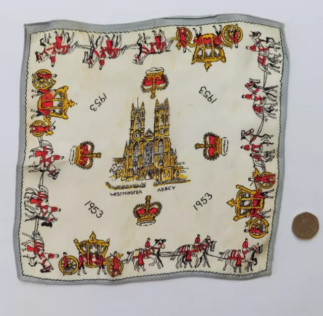 Fazzoletto vintage incoronazione 1953 regina Elisabetta oro pullman stato abbazia kj