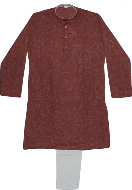Pigiama uomo Kurta meditazione yoga festa lino misto cotone marrone taglia 40 M