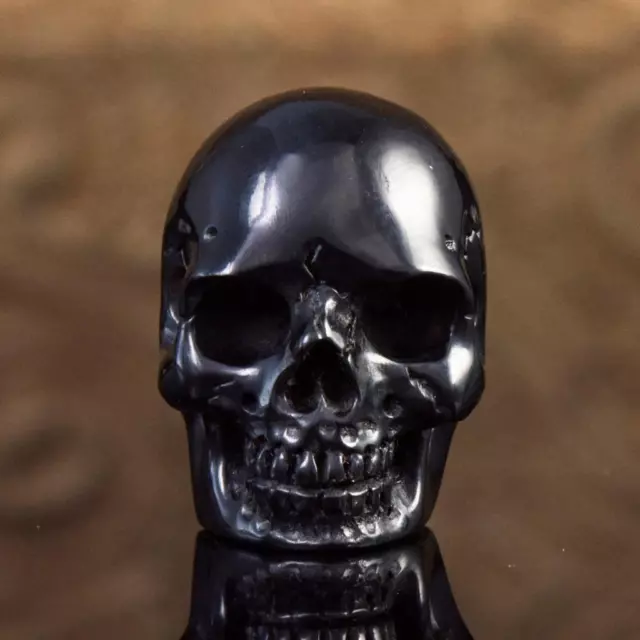Human Skull Mask Bead Carved Black Horn Memento Mori Drilled Large Hole 3.99g