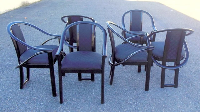SET 6 ITALIAN CHAIRS PIETRO CONSTANTINI Black Lacquer MCM Post Modern