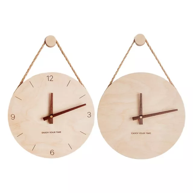 Wooden hanging rope creative wall clock home living room clock decoration