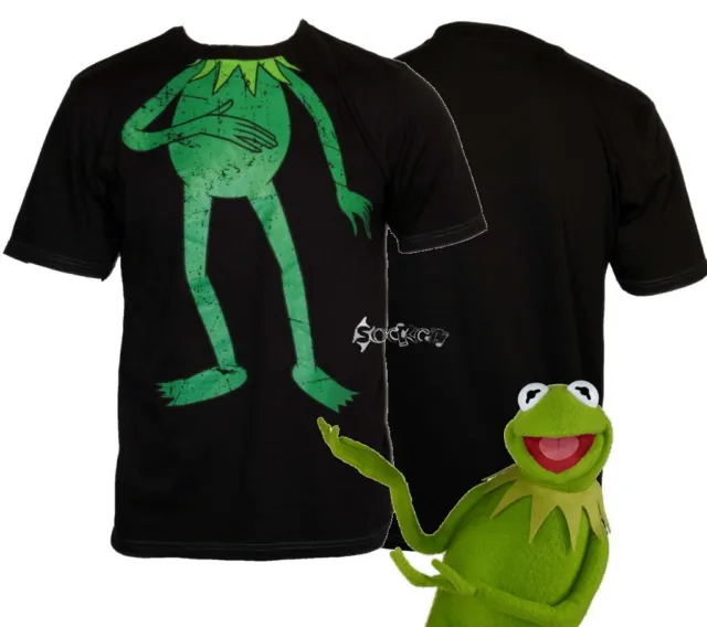 Mens Disney Muppets Kermit the Frog Headless T Shirt Sizes S-2XL Cotton Black