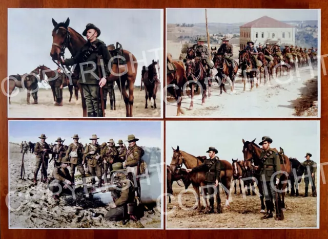 Australian Anzac Ww1 Light Horse Color Poster Set Aif Lighthorse