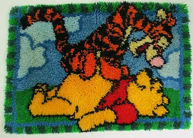 LATCH HOOK RUG Tigger On Winnie The Pooh COMPLETED 28 X 20" Throw Rug