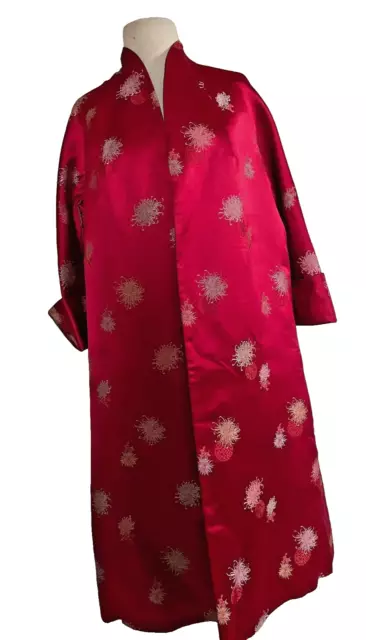 Chinese Reversible Silk Satin Brocade Evening Jacket/ Robe Duster /Swing Coat