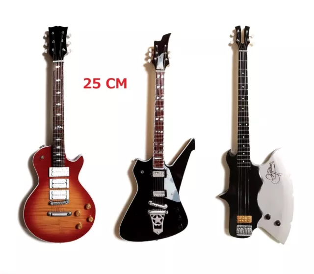 KISS réplique 25 cm (10 pouces bois miniature noir guitare et basse...