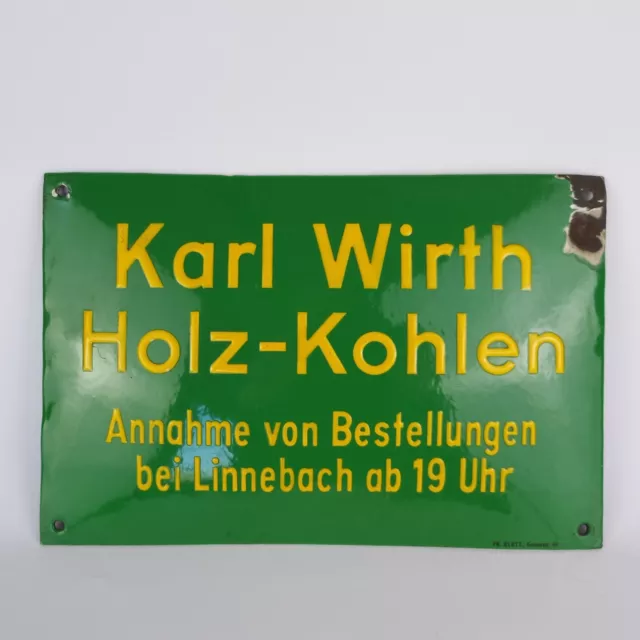 Holzkohle Bestellung antikes Emailleschild Emailschild enamel sign plaque Email
