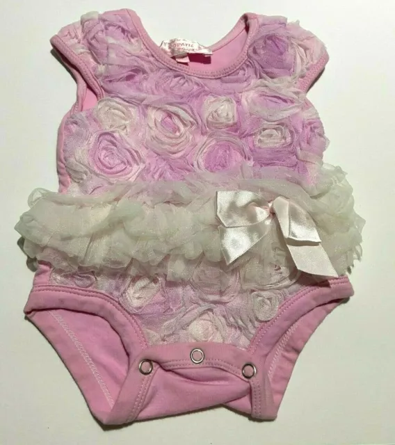 Infant Girls Popatu Pink Lavender Tulle Rosette Tutu Romper Outfit Size 3 Months