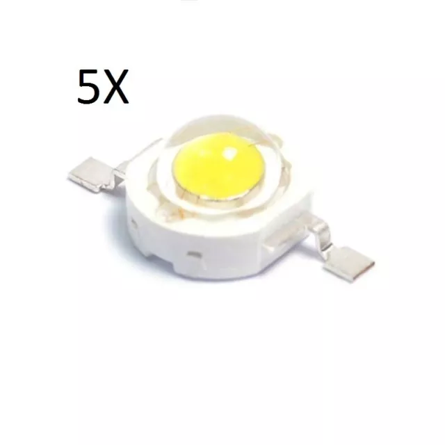 5 X LED 1W BIANCO alta luminosità 3.4V luce bianca diodo 7000k SMD risparmio