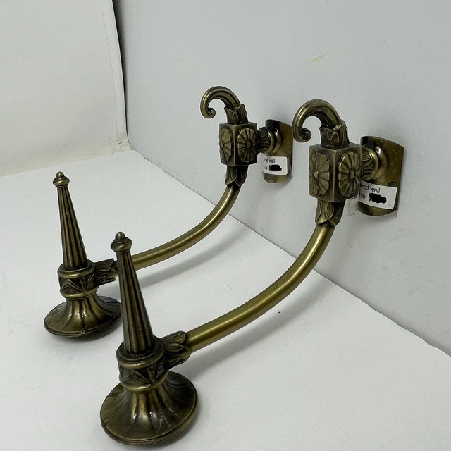 2 REL Brass Colored Wall Hook Hanger Curtain Tie Back Hook 6” *+