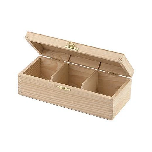 Bare Holz rechteckige Box 9,5 x 22 x 7 cm - 3 Fächer