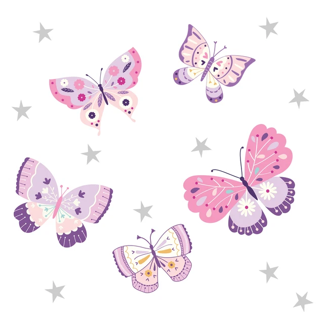 Bedtime Originals Butterfly Kisses Pink/Purple Wall Decals/Appliques