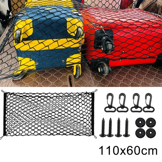 Filet à Bagages Extensible Pour Coffre De Voiture - 110x60cm, Avec Crochets, Noir - 3