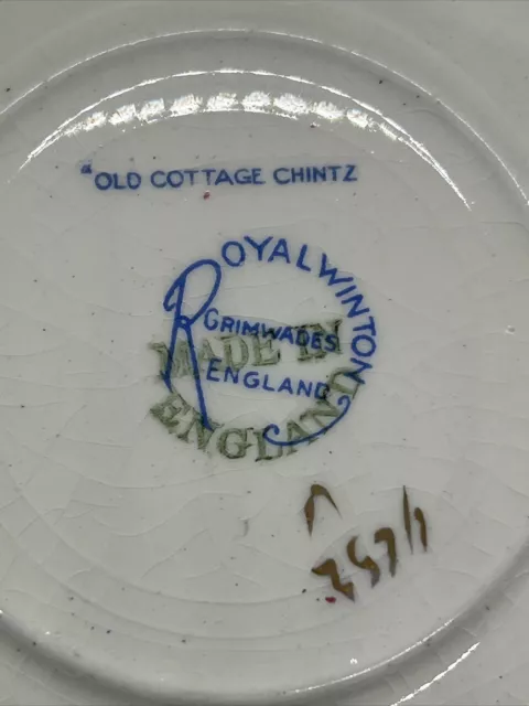 Vintage ROYAL WINTON Grimwades "OLD COTTAGE CHINTZ" Saucer Plate 5.5” 4