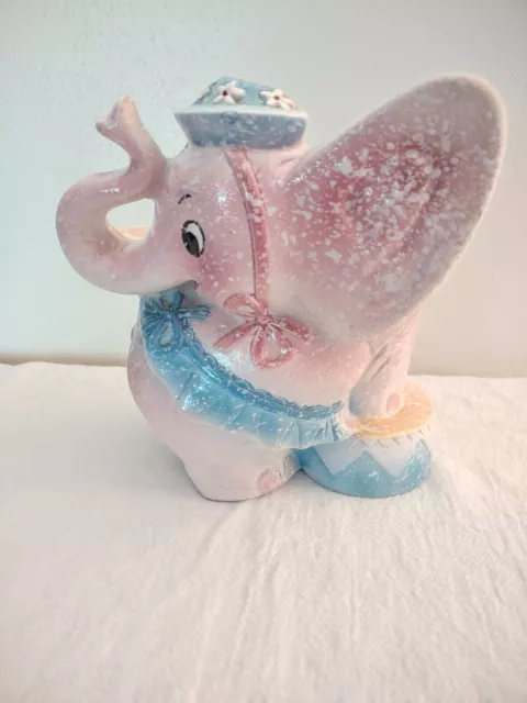 Vintage Relpo Ceramic Planter Pink Elephant Nursery KH1043/F 7" Tall