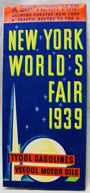 Tydol Veedol New York World's Fair Souvenir & Area Highway Map 1939 Vintage