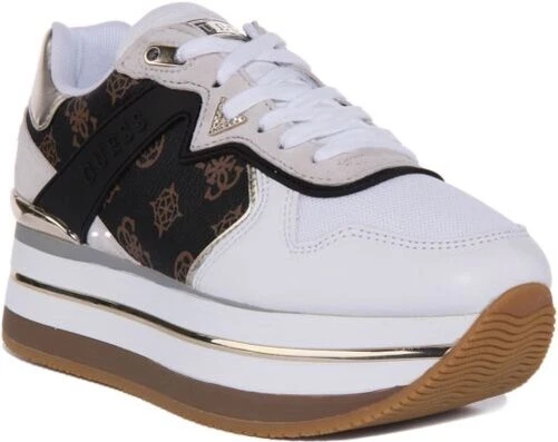 GUESS Harinna Fl7Harfal12 Femmes Dentelle Plateforme Baskets Blanc Taille UK 3 -