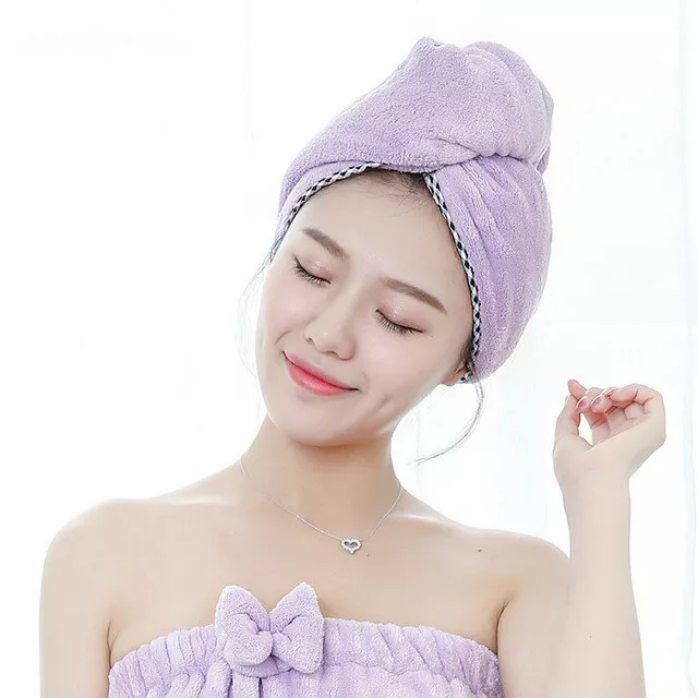 Soft Women Bath Towel Super Absorbent Quick-drying Microfiber Hair Dry Cap Towel