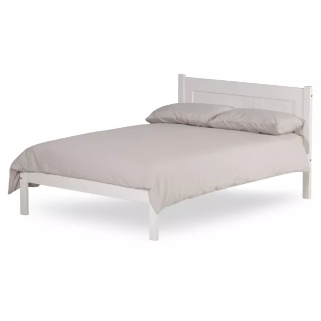 Low Foot End Bed, Clifton White Wooden Bed with 4 Size and 4 Mattress Options