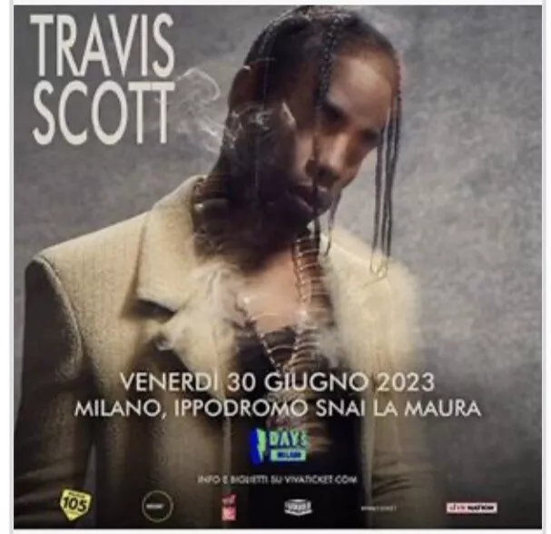 Biglietto Travis Scott - 30/06/2023 - Ippodromo SNAI Milano - Posto Unico Giallo