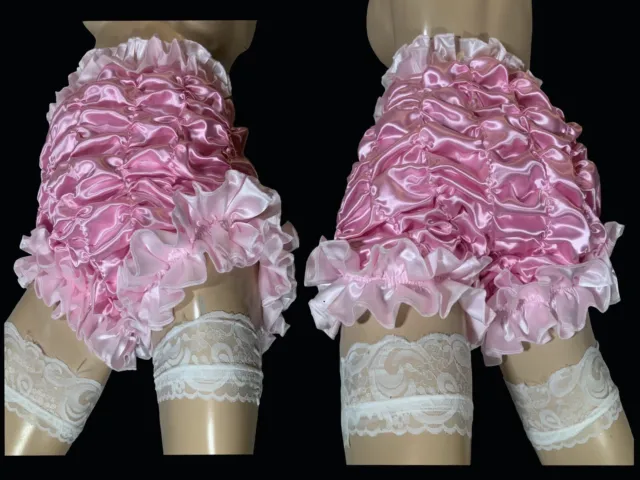WHITE PINK SATIN Frilly Lace Sissy Full Cut Panties Briefs Knicker Sizes  10-20 £14.99 - PicClick UK