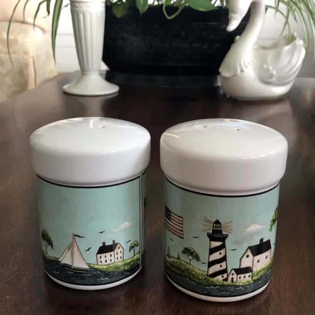 Nautical Coastal Breeze Large Salt & Pepper Shakers 1998 By Warren Kimble