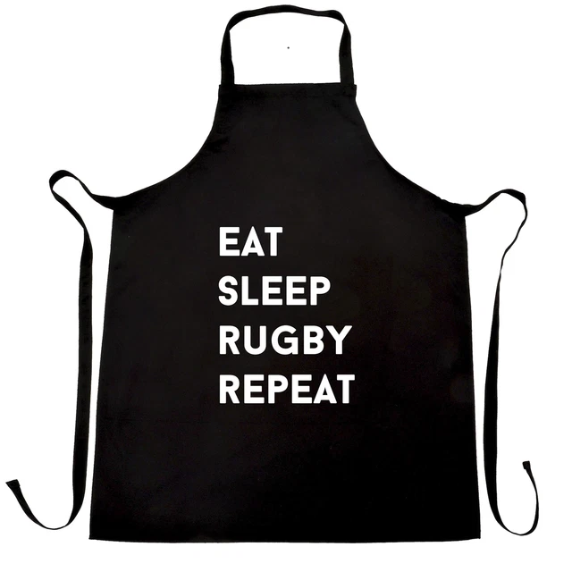 Eat, Sleep, Rugby, Repeat Chef's Apron Slogan Sports Six Nations Match
