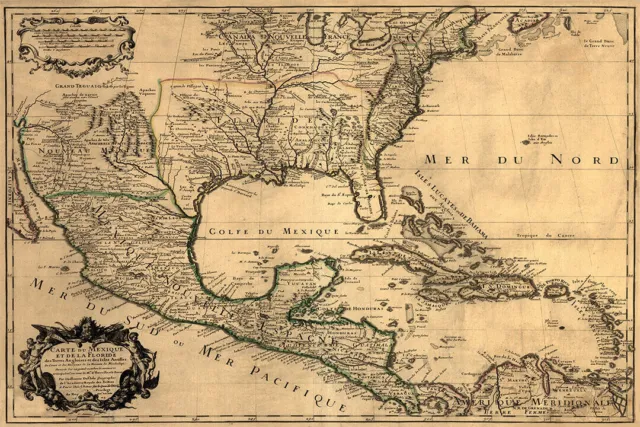 1700s New World Spanish Colonies Old Map Wall Art Home Decor - POSTER