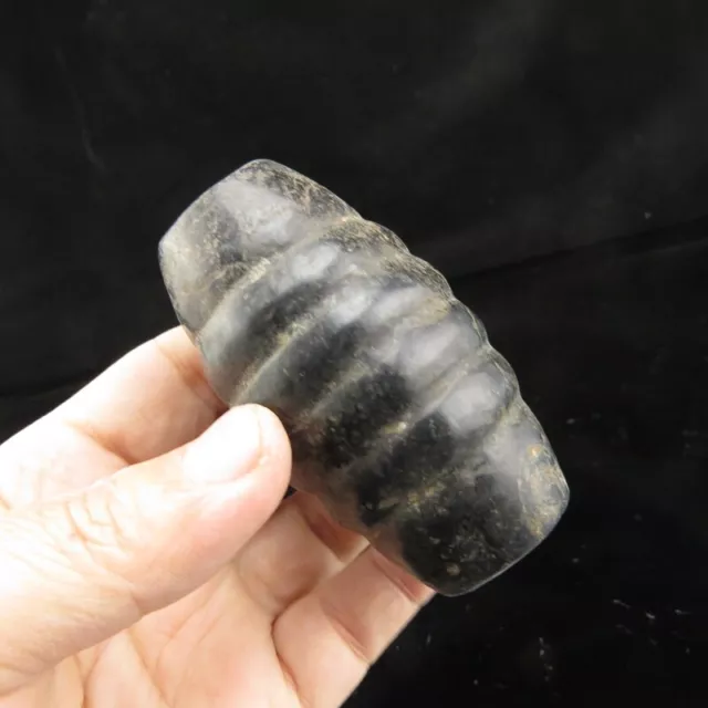 Chinese old  jade,Hongshan culture,Black magnet,cong,pendant K(195)