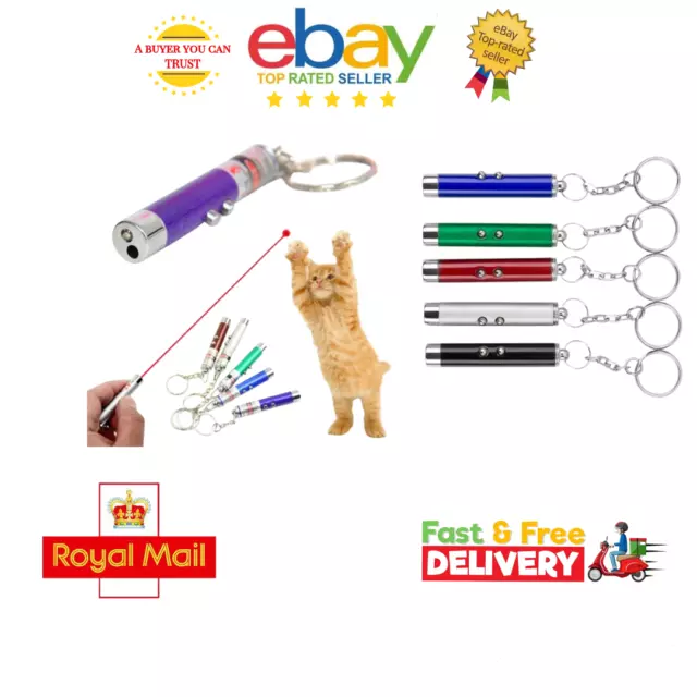 Blue Laser Lazer Pen Pointer 2 In 1 With LED Light Cat Dog Toy Keyring UK