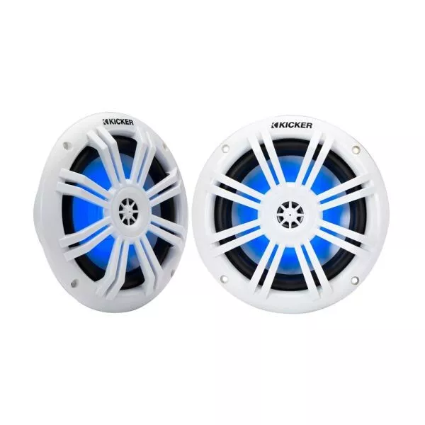 Kicker Marine Audio 6.5” With Blue LED Yacht Boat Rib Speakers Pair Boat Audio