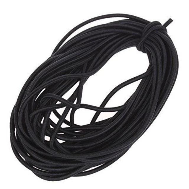 Cable elástico Usew de 1/8 pulgadas (3 mm) negro pesado elástico cuerda redonda (corte)