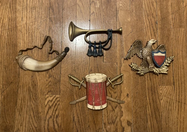 VINTAGE SEXTON USA Metal Painted Wall Plaques Americana Civil War 4