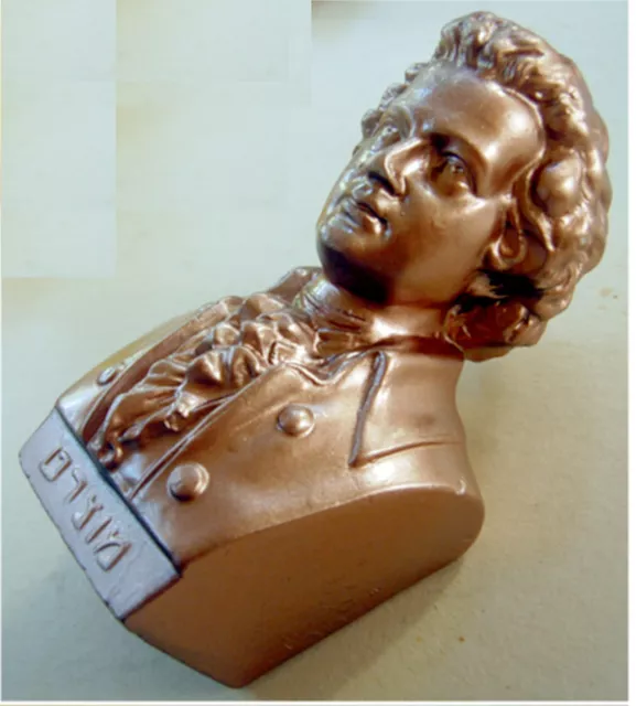 1940 Palestine MOZART BUST STATUE Jewish ISRAEL SCULPTURE Plaster BRONZE Hebrew