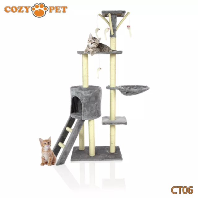 Cozy Pet Deluxe Cat Tree Sisal Scratching Post Quality Cat Trees - CT06-Grey