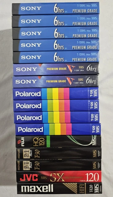 Lot of 16 New sealed video tapes Sony Polaroid FUJI maxell JVC T-120 VF VL T-30