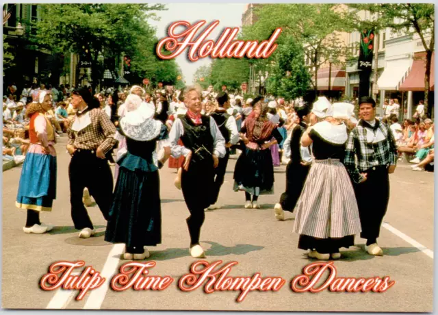 Holland Michigan Klompen Dancers Tulip Time Dutch Costumes USA Vintage Postcard
