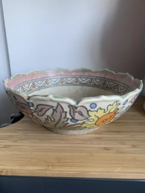 Charlotte Rhead Art Deco Tubelined Bowl For Crown Ducal Floral 1930s Signed